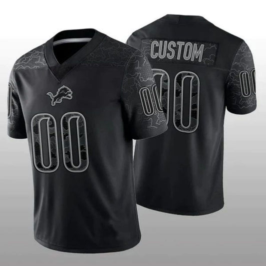 Custom Football D.Lions Stitched Black RFLCTV Limited Jersey Football Jerseys