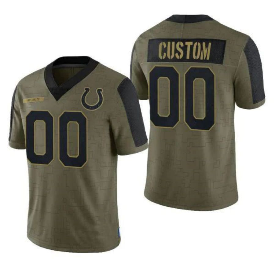 Custom Football I.Colts Olive 2021 Salute To Service Limited Jersey Football Jerseys