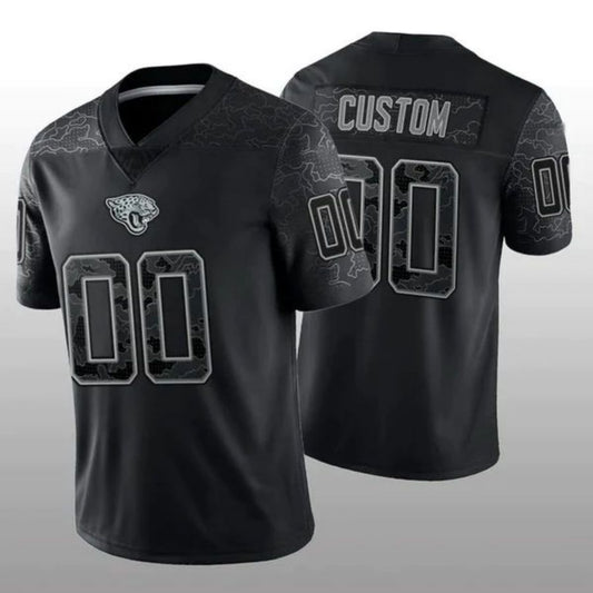 Custom Football J.Jaguars Stitched Black RFLCTV Limited Jersey Football Jerseys