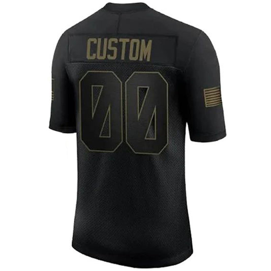 Custom C.Panthers 32 Team Stitched Black Limited 2020 Salute To Service Jerseys