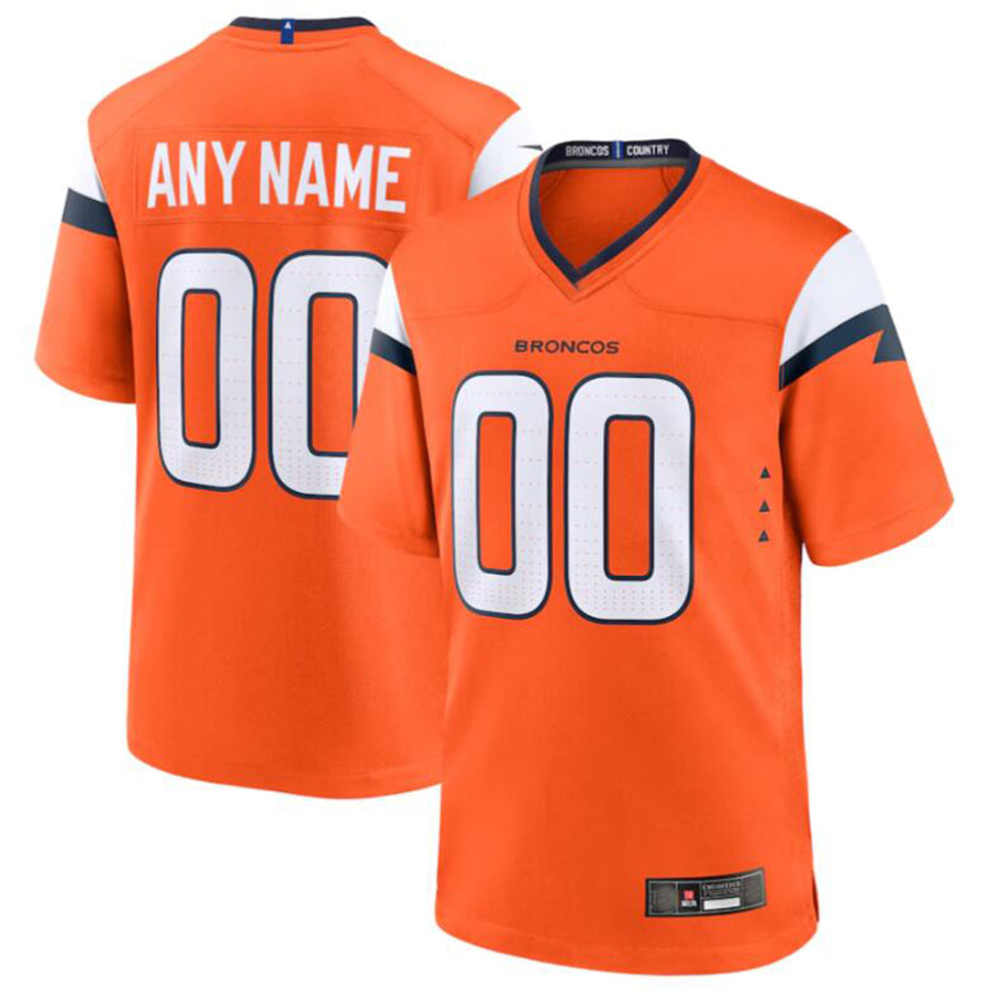 Custom Football Jersey D.Broncos Orange Player Game Jersey Stitched Jerseys