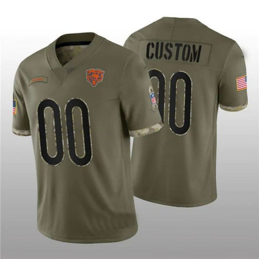 Custom Football Jerseys C.Bears ACTIVE PLAYER 2022 Olive Salute To Service Limited American Stitched Jerseys
