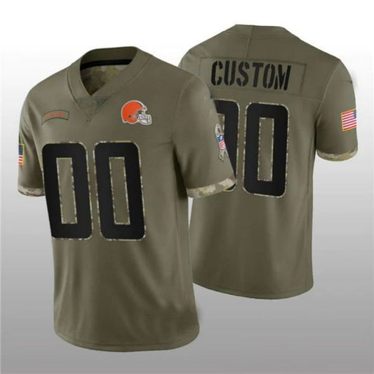 Custom Football Jerseys C.Browns ACTIVE PLAYER 2022 Olive Salute To Service Limited Stitched Jersey American Stitched Jerseys