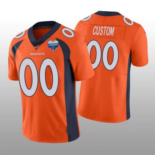 Custom Football Jerseys D.Broncos Custom 2022 London Games Orange Vapor Limited Jersey American Stitched Jerseys