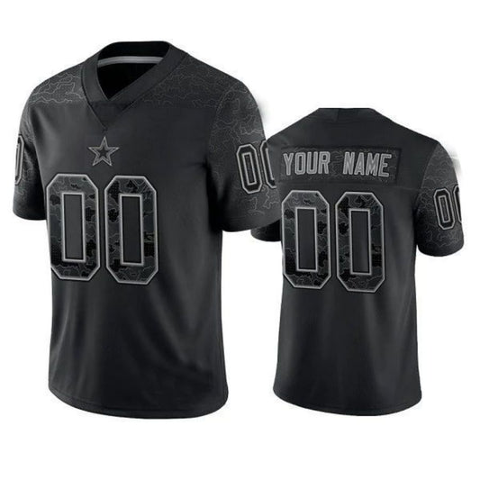 Custom Football Jerseys D.Cowboys Active Player Custom Black Reflective Limited American Stitched Jerseys