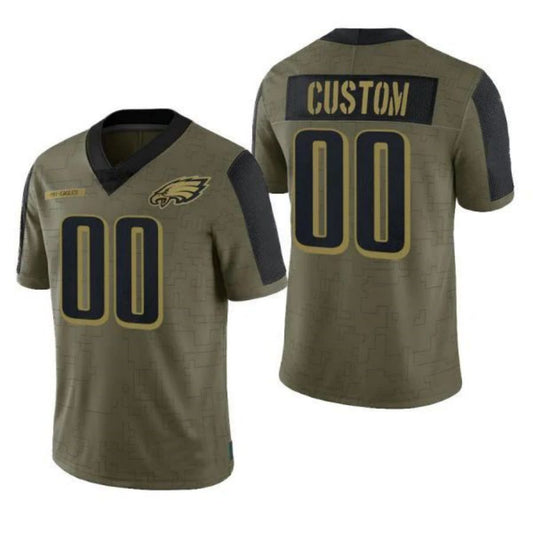 Custom Football Jerseys P.Eagles Olive 2021 Salute To Service Limited Jersey