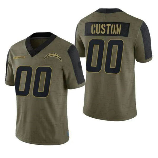 Custom Football LA.Chargers Olive 2021 Salute To Service Limited Jersey Football Jerseys