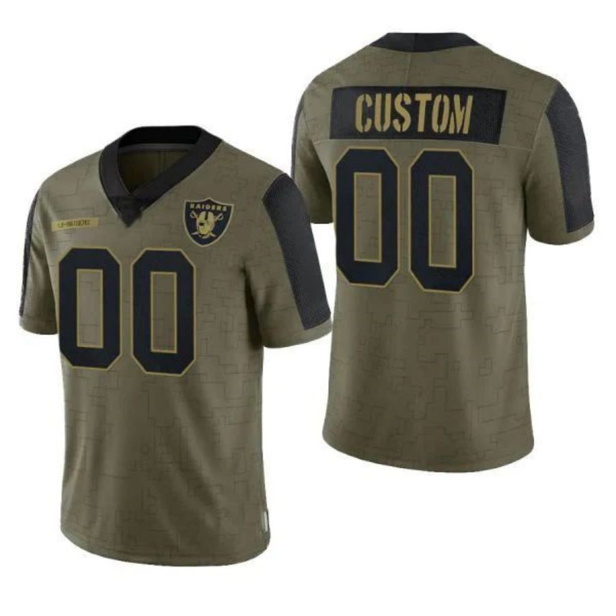 Custom Football LV.Raiders Olive 2021 Salute To Service Limited Jersey Football Jerseys