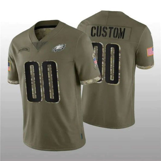 Custom Football P.Eagles Stitched Olive 2022 Salute To Service Limited Jersey Football Jerseys
