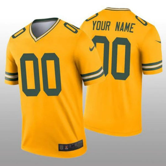 Custom GB.Packers Gold Inverted Legend American Jerseys Stitched Football Jerseys