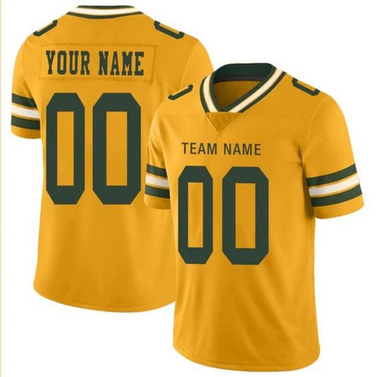 Custom GB.Packers Stitched American Football Jerseys Personalize Birthday Gifts Gold Jersey