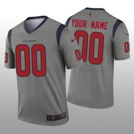 Custom H.Texans Gray Inverted Legend American Jerseys Stitched Football Jersey