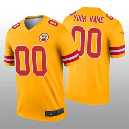 Custom KC.Chiefs Gold Inverted Legend Stitched American Football Jerseys