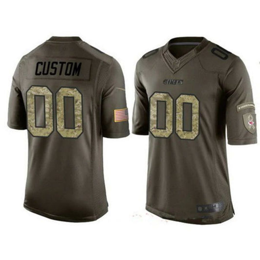Custom KC.Chiefs Olive Camo Salute To Service Veterans Day Limited Stitched American Football Jerseys