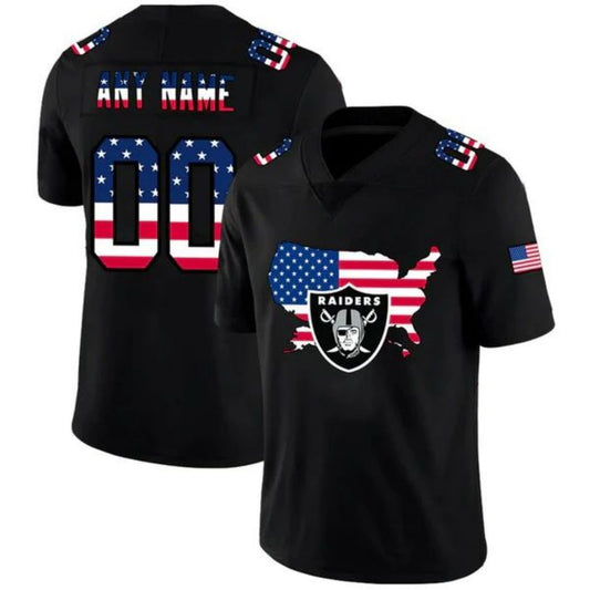 Custom LV.Raiders Football Black Limited Fashion Flag Stitched Jerseys Football Jerseys