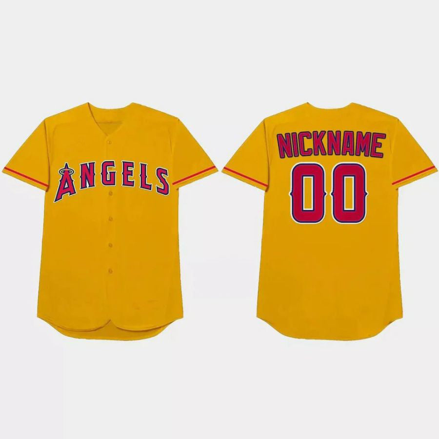 Custom Los Angeles Angels 2021 Players¡¯ Weekend Nickname Jersey ¨C Gold Stitched Baseball Jerseys