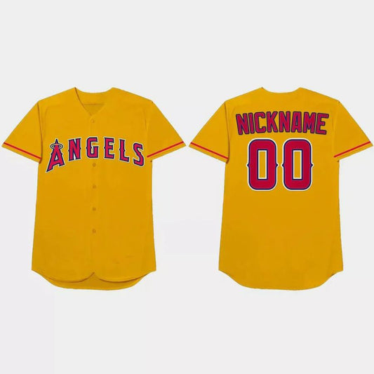 Custom Los Angeles Angels 2021 Players¡¯ Weekend Nickname Jersey ¨C Gold Stitched Baseball Jerseys