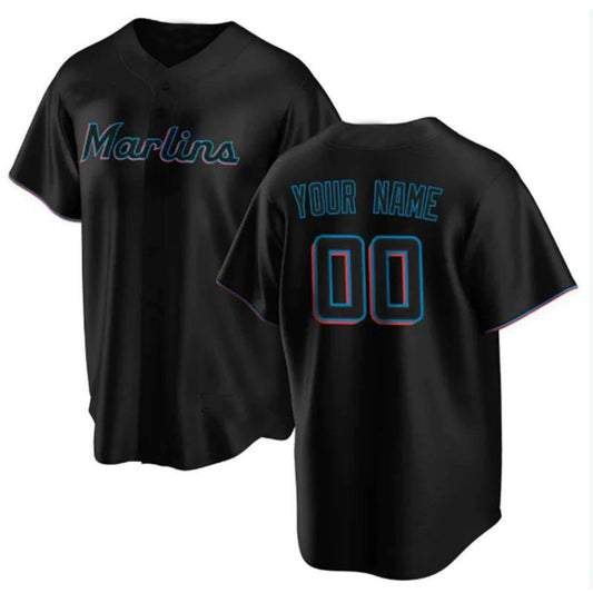 Custom Miami Marlins Alternate Replica Custom Jersey - Black Baseball Jerseys