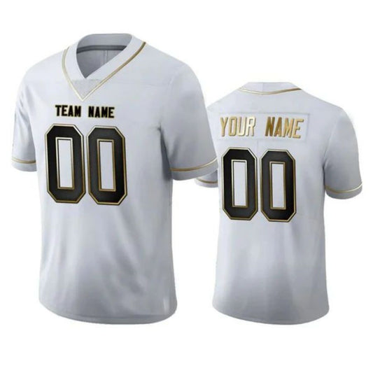 Custom NO.Saints Any Team and Number and Name White Golden Edition American Jerseys Football Jerseys
