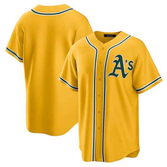 Custom Oakland Athletics Gold Alternate Replica Team Baseball Jersey