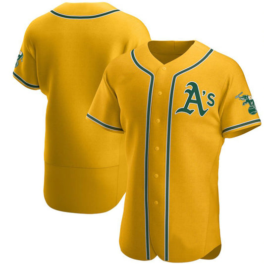 Custom Oakland Athletics Gold Authentic Official Baseball Jersey Team Jersey