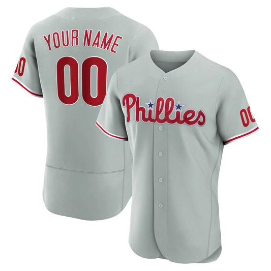 Custom Philadelphia Phillies Gray Road Authentic Custom Jersey Baseball Jersey