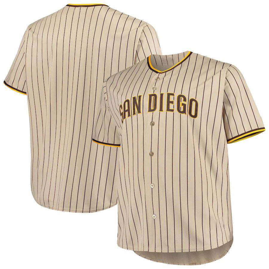 Custom San Diego Padres Brown Big & Tall Road Replica Team Jersey