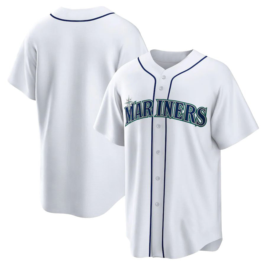 Custom Seattle Mariners White Home Blank Replica Team Jersey