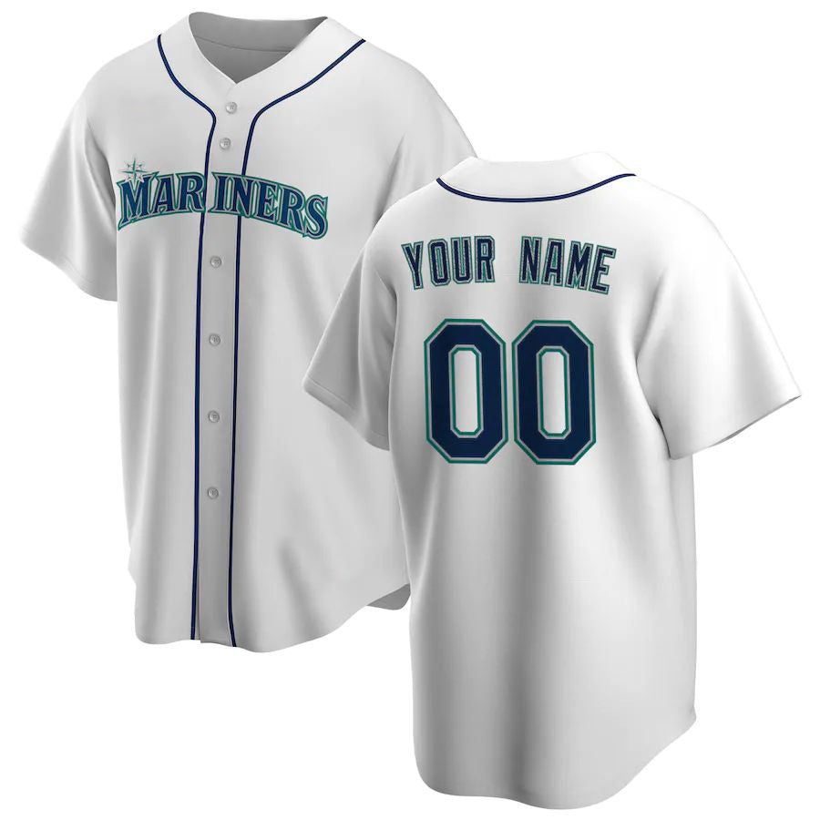 Custom Seattle Mariners White Home Replica Team Baseball Jersey