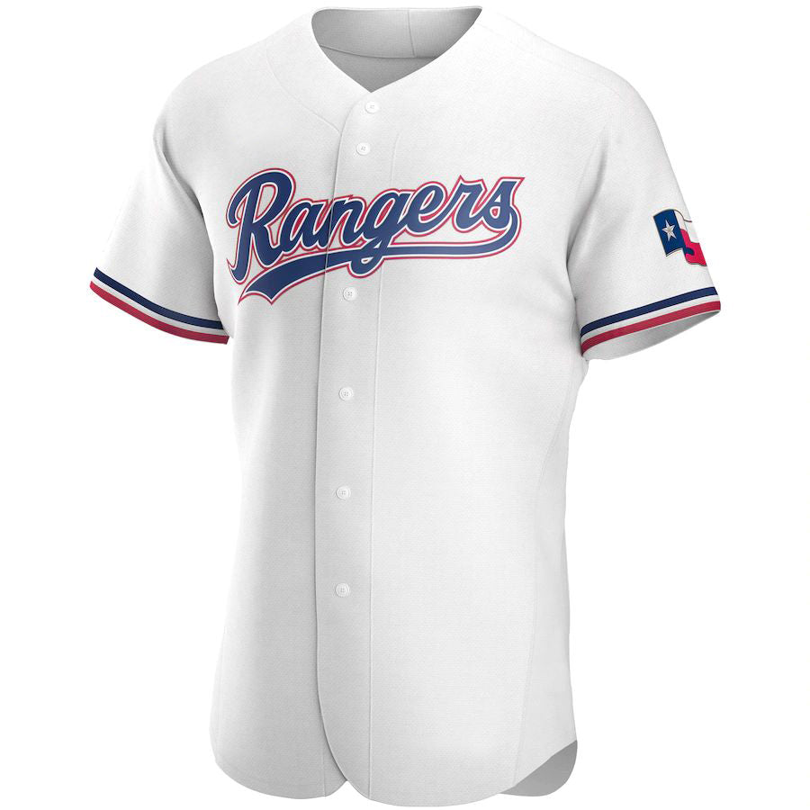 Custom Texas Rangers White Home Authentic Team Logo Jersey Baseball Jerseys