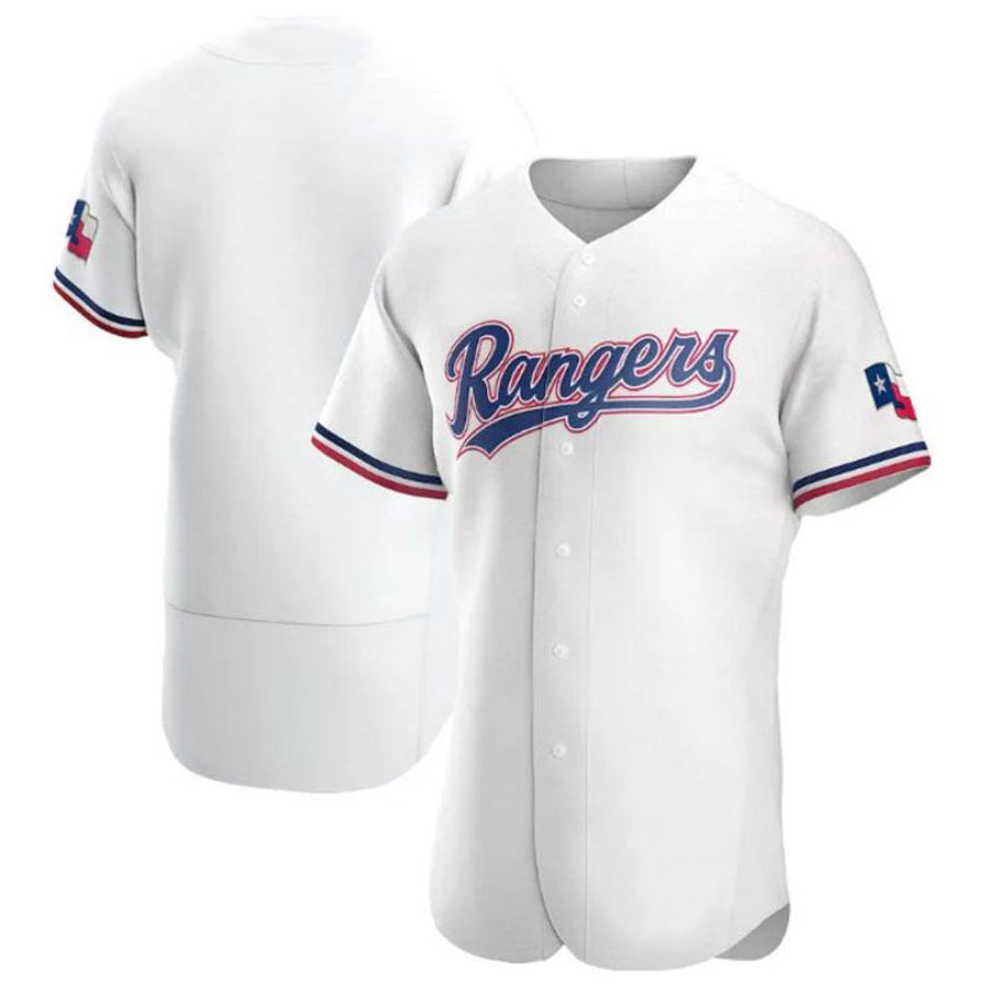 Custom Texas Rangers White Home Authentic Team Logo Jersey Baseball Jerseys