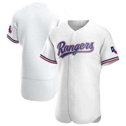 Custom Texas Rangers White Home Authentic Team Logo Jersey Baseball Jerseys