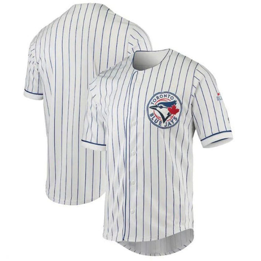 Custom Toronto Blue Jays True-Fan White Royal Pinstripe Jersey Baseball Jerseys