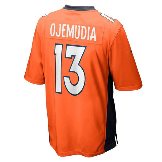 D.Broncos #13 Michael Ojemudia Orange Player Game Jersey Stitched American Football Jerseys