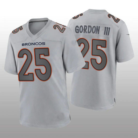 D.Broncos #25 Melvin Gordon III Gray Atmosphere Player Game Jersey Stitched American Football Jerseys