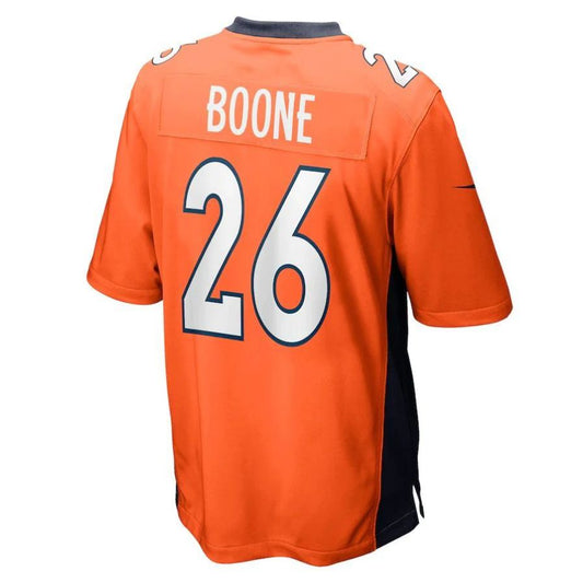 D.Broncos #26 Mike Boone Orange Player Game Jersey Stitched American Football Jerseys