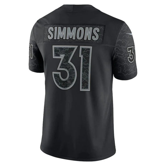 D.Broncos #31 Justin Simmons Black RFLCTV Limited Player Jersey Stitched American Football Jerseys