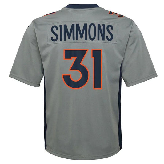 D.Broncos #31 Justin Simmons Gray Inverted Game Player Jersey Stitched American Football Jerseys