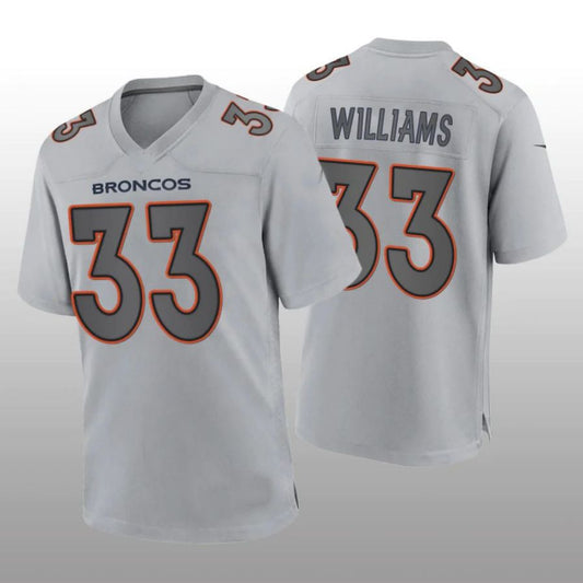 D.Broncos #33 Javonte Williams Gray Atmosphere Game Player Jersey Stitched American Football Jerseys