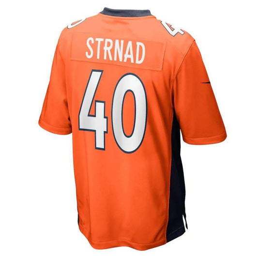 D.Broncos #40 Justin Strnad Orange Game Player Jersey Stitched American Football Jerseys