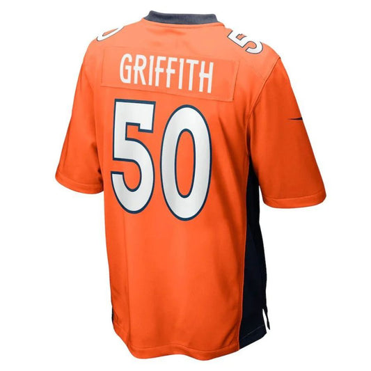 D.Broncos #50 Jonas Griffith Orange Player Game Jersey Stitched American Football Jerseys