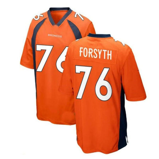 D.Broncos #76 Alex Forsyth Alternate Player Game Jersey - Orange Stitched American Football Jerseys