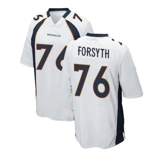 D.Broncos #76 Alex Forsyth Alternate Game Player Jersey - White Stitched American Football Jerseys