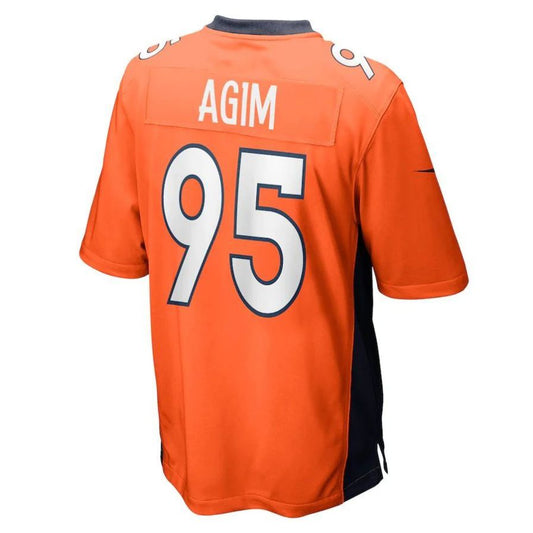 D.Broncos #95 McTelvin Agim Orange Game Player Jersey Stitched American Football Jerseys