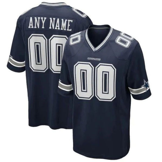 Custom D.Cowboys Navy Custom Game Jersey Stitched Game Football Jerseys