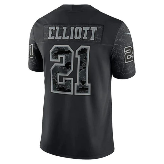 D.Cowboys #21 Ezekiel Elliott Black RFLCTV Limited Player Jersey Stitched American Football Jerseys