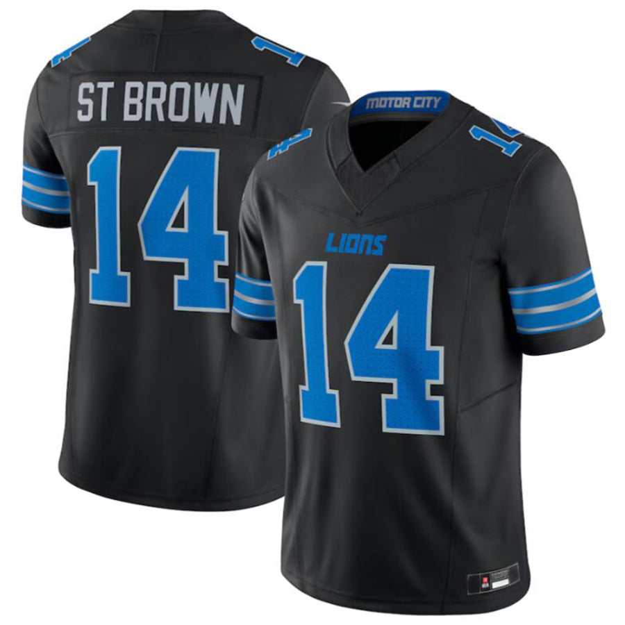 D.Lions #14 Amon-Ra St. Brown Black 2nd Alternate Vapor F.U.S.E. Limited Jersey Player Game Jersey