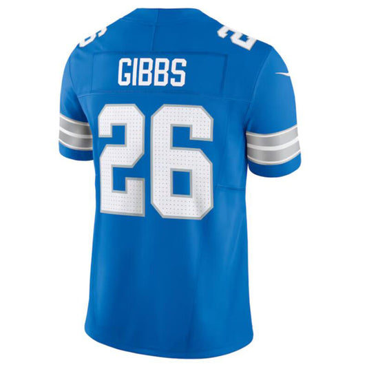 D.Lions #26 Jahmyr Gibbs Blue Vapor F.U.S.E. Limited Jersey American Stitched Football Jerseys