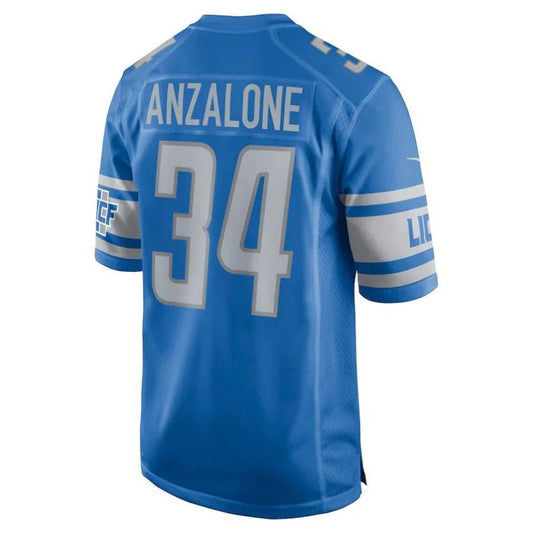 D.Lions #34 Alex Anzalone Blue Game Player Jersey Stitched American Football Jerseys