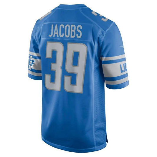 D.Lions #39 Jerry Jacobs Blue Game Player Game Jersey Stitched American Football Jerseys Replica Jerseys